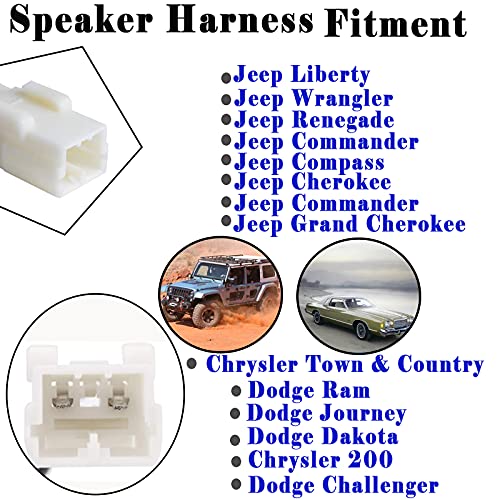 Danbojit 2 Pack 72-6514 Speaker Wire Harness Adapter Plug Compatible with Jeep Wrangler Chrysler Town & Country Speaker Harness Adapter Compatible with Dodge Dakota Front Rear Door Speaker Wire Harness Adapter - Image 2