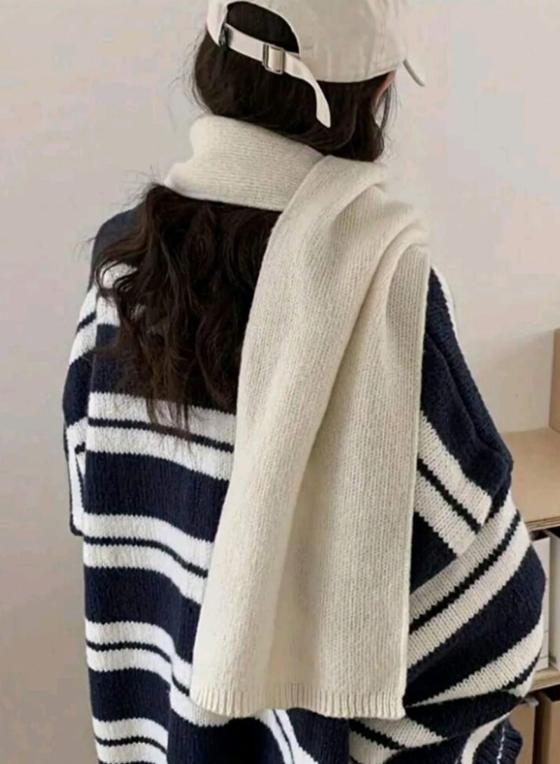 Shein 1pc Women's Solid Color Knitted Warm Thick Versatile Decorative Scarf - Image 2