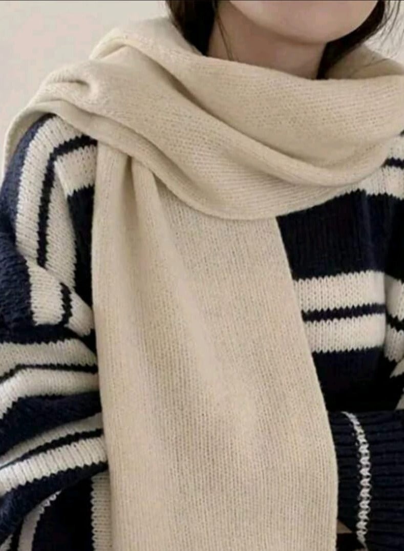 Shein 1pc Women's Solid Color Knitted Warm Thick Versatile Decorative Scarf - Image 5