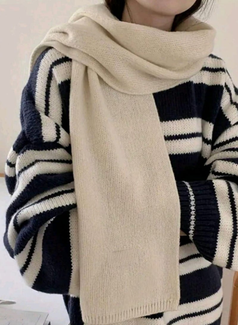 Shein 1pc Women's Solid Color Knitted Warm Thick Versatile Decorative Scarf - Image 1