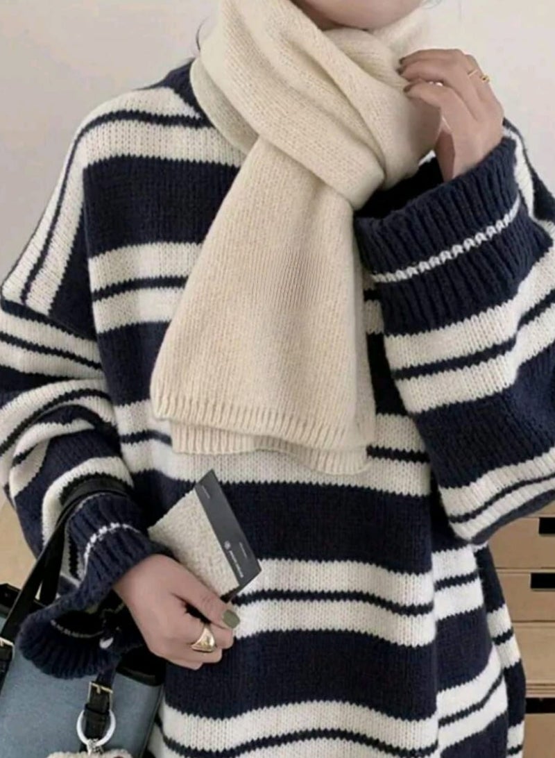 Shein 1pc Women's Solid Color Knitted Warm Thick Versatile Decorative Scarf - Image 4