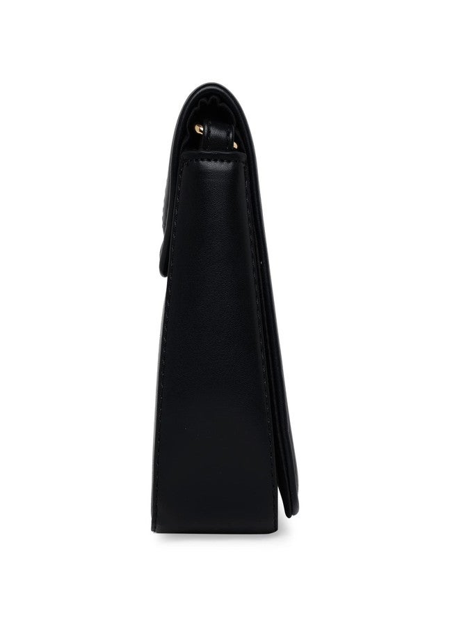 Accessorize London Women's Faux Leather Black Chryssa Quilted Sling Bag - Image 3