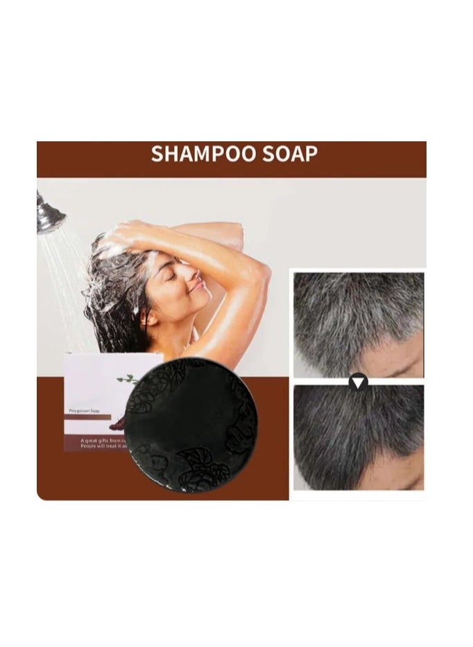 MIAOFUTONG - Organic Polygonum Solid Shampoo Hair Darkening Soap Bar 100g Natural Ginger Shampoo Soap Anti Hair Loss Moisturizing Correcting White to Black Shampoo Enhance Hair Roots Promote Hair Growth Restore Hair Color Soap - Image 1