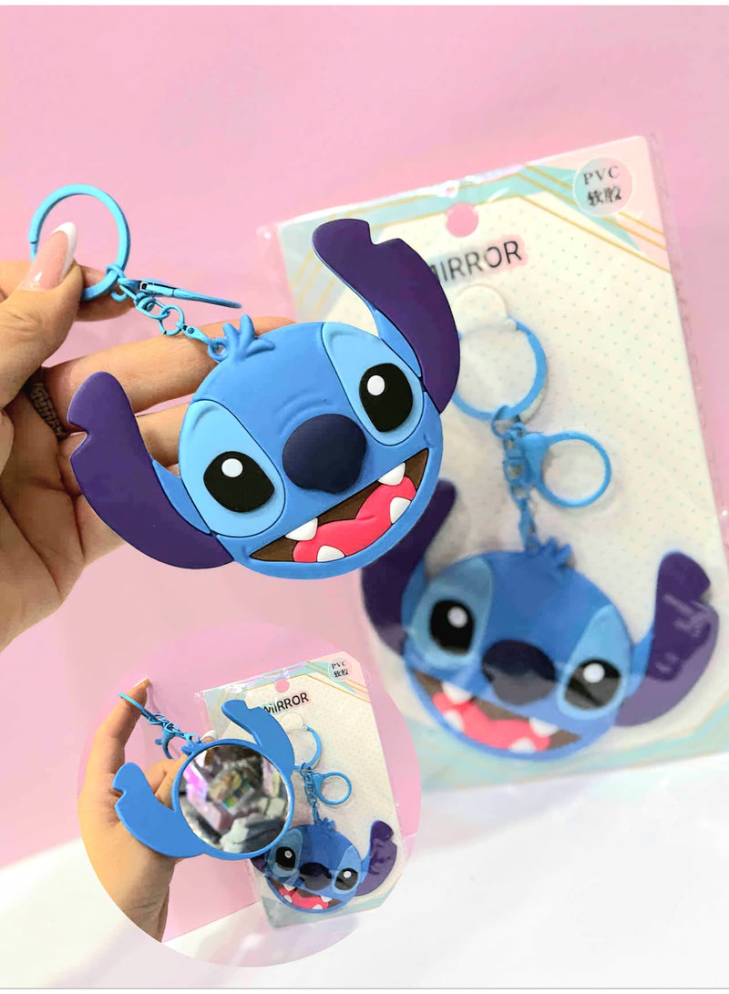 Stitch Rubber Keychain with Back PVC Mirror and Stylish Metal Hanger - Image 4