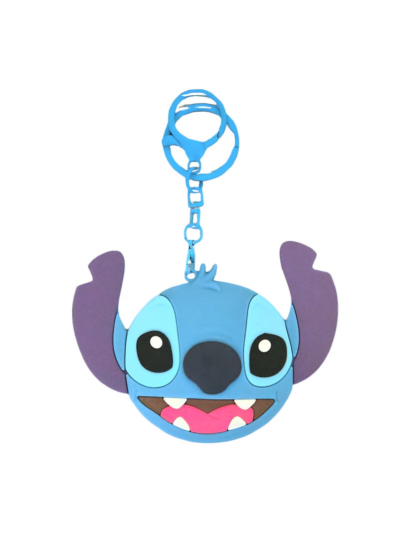 Stitch Rubber Keychain with Back PVC Mirror and Stylish Metal Hanger - Image 1