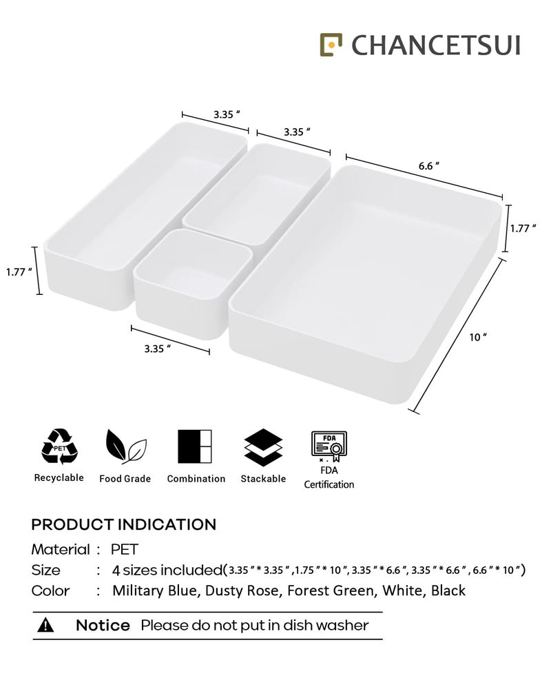 CHANCETSUI 9 Pcs Stackable Drawer Organizer Trays Set  Multifunctional Stackable Storage Trays For Vanity  Bathroom  Kitchen  Desk Drawer Organizer Office. Plastic Drawer Organizers Available In 5 Colours  White - Image 4