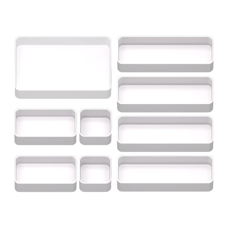 CHANCETSUI 9 Pcs Stackable Drawer Organizer Trays Set  Multifunctional Stackable Storage Trays For Vanity  Bathroom  Kitchen  Desk Drawer Organizer Office. Plastic Drawer Organizers Available In 5 Colours  White - Image 1