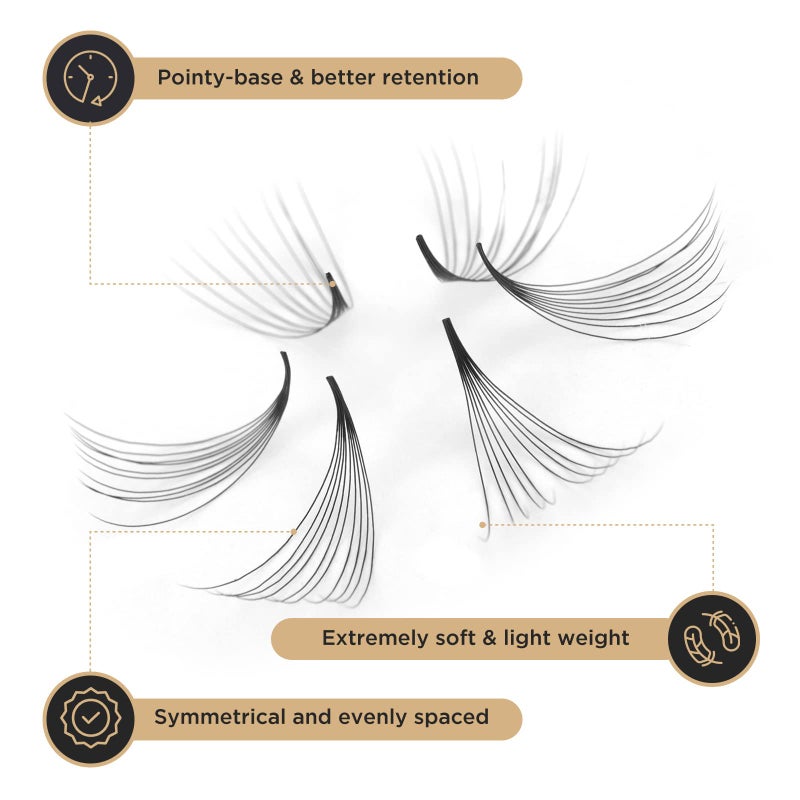LASHVIEW 1000 Premade Volume Eyelash Extensions Mixed Tray 10D D Curl Premade Lash Fans Pointed Handmade Thin Base (10D-0.07D,9-16mm) - Image 3