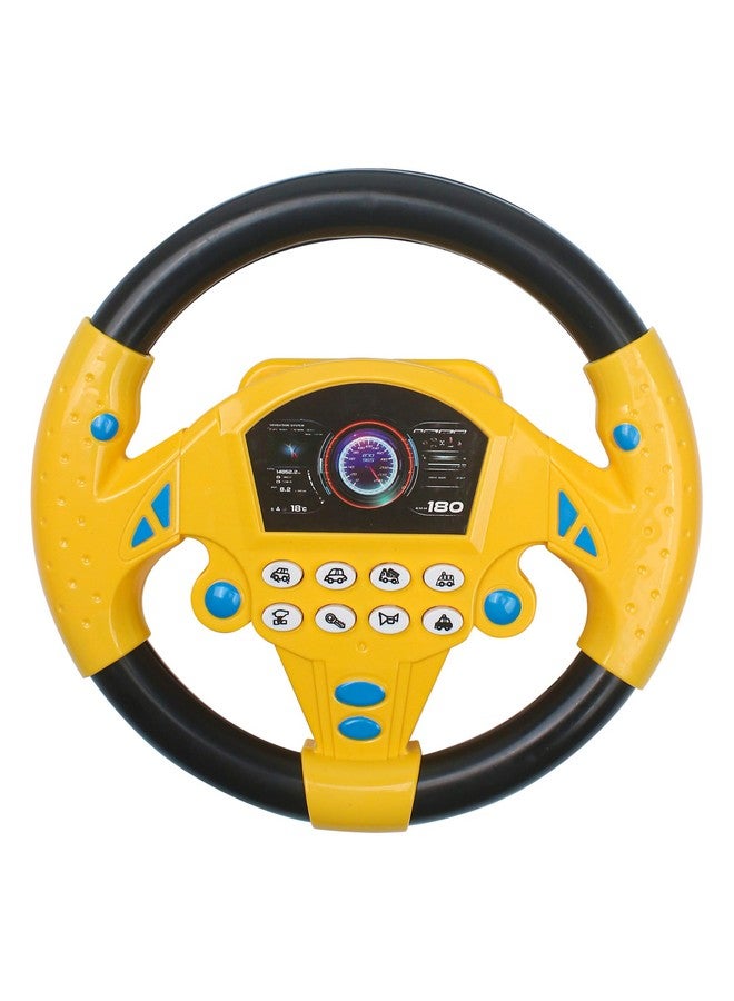 Marsrut Steering Wheel Simulated Toy for Kids Babies 3+ Years Old, Small Electronic Simulated Driving Driver Racing Toy with Sound (Yellow) - Image 1