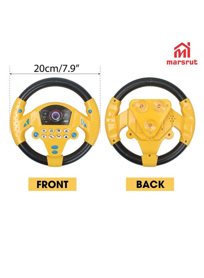 Marsrut Steering Wheel Simulated Toy for Kids Babies 3+ Years Old, Small Electronic Simulated Driving Driver Racing Toy with Sound (Yellow) - Image 2