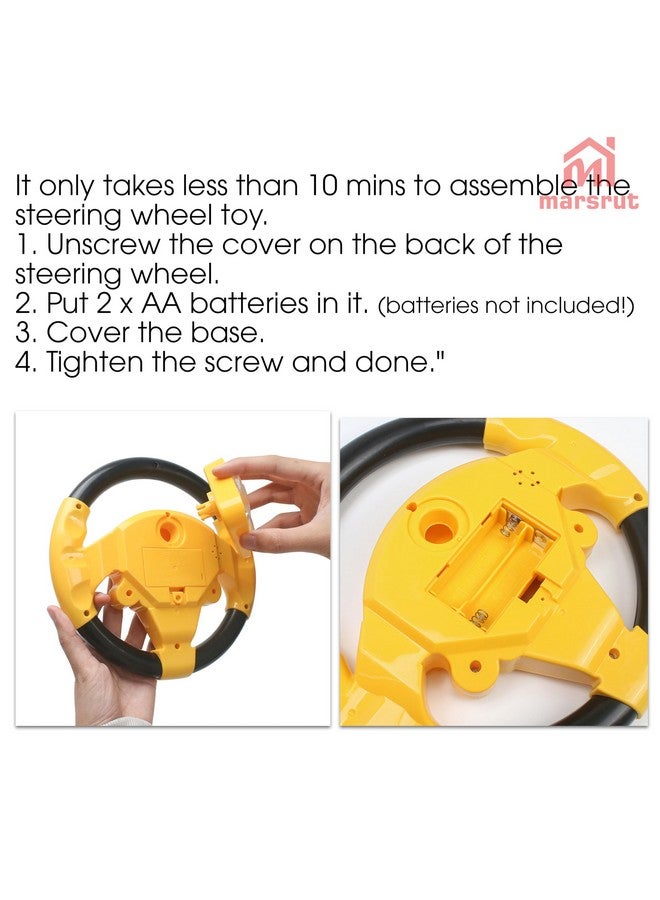 Marsrut Steering Wheel Simulated Toy for Kids Babies 3+ Years Old, Small Electronic Simulated Driving Driver Racing Toy with Sound (Yellow) - Image 3