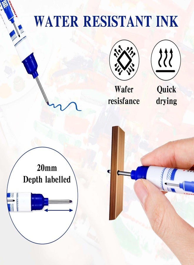 Gjinxi 6 قطع أقلام تحديد متعددة الأغراض ذات ثقوب عميقة، أقلام تحديد طويلة ذات رأس حفر طويل 20 مم، أقلام ملونة سريعة الجفاف ومقاومة للماء للنجار للبناء والحمام والنجارة (أحمر وأسود وأزرق وأخضر) - Image 3