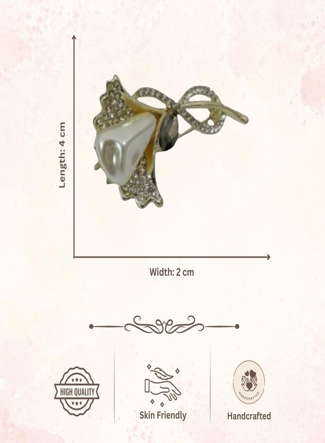 ACCESSHER Women's & Girls Gold-Tone Rose-Shape Rhinestone Brooch & Pin for Saree Pleats Multipurpose Safety Pin for Hijab Dupatta Chunari Scarf Pallu, Wedding Accessory - Image 5