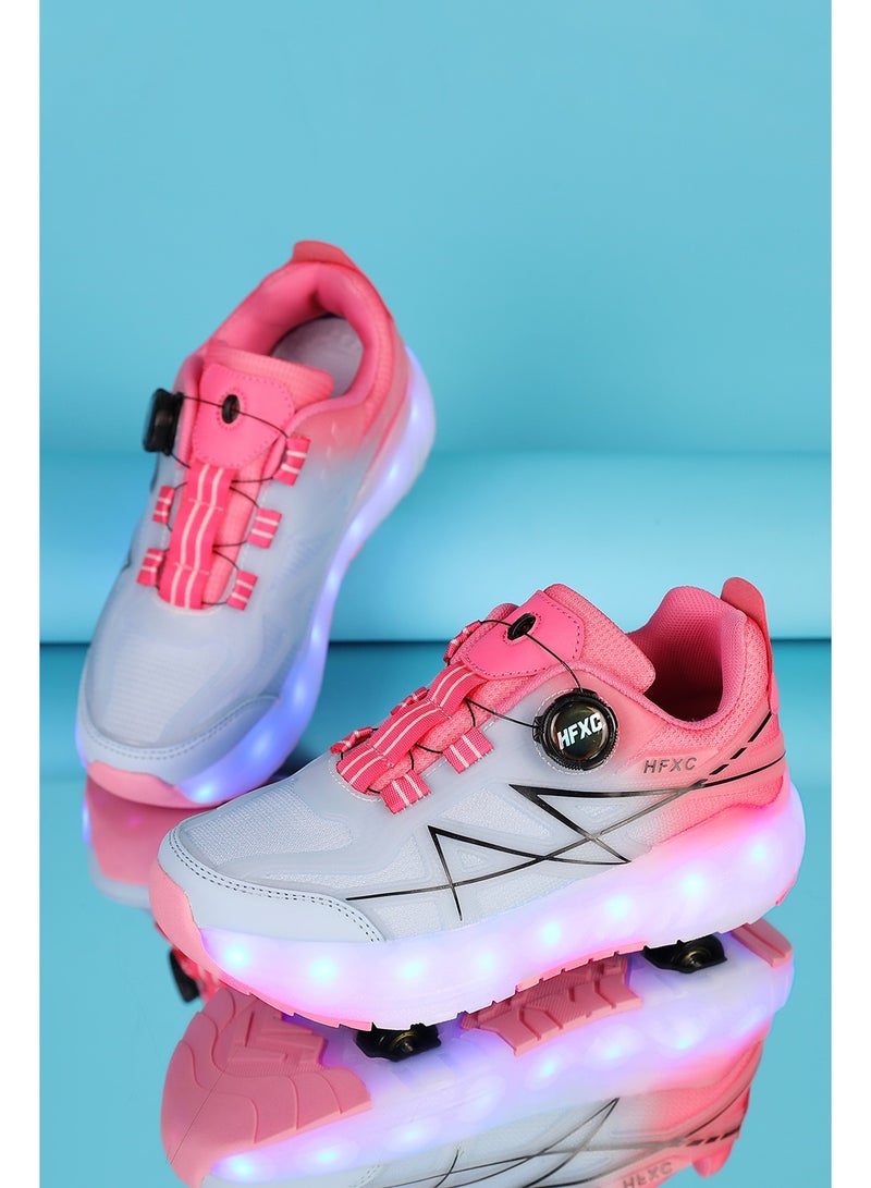 HFXC Roller Skates Shoes 4 Wheels for Kids New Upgraded Roller Shoes LED Light Up Flashing Sneaker Roller Skate Shoes for Boys Girls Beginner More Balanced - Image 3