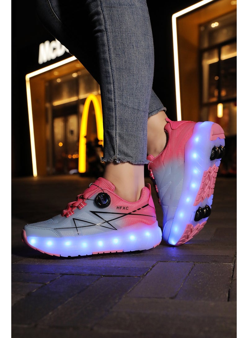 HFXC Roller Skates Shoes 4 Wheels for Kids New Upgraded Roller Shoes LED Light Up Flashing Sneaker Roller Skate Shoes for Boys Girls Beginner More Balanced - Image 5