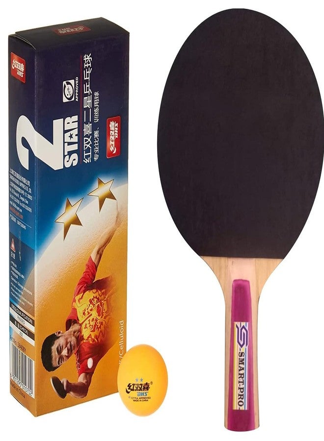 دي إتش أس كرة تنس الطاولة DHS 40 مم، نجمتان، برتقالية (علبة من 10 قطع) 60 قطعة مع مضرب تنس الطاولة الذكي الاحترافي من صن - Image 2