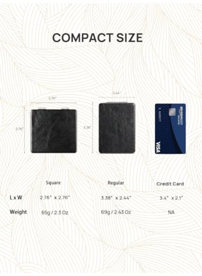 OMIRO Compact Mirror Classical PU Leather 1X3X Magnification Ultra Portable for Purses 24 W x 34 L Black - Image 3