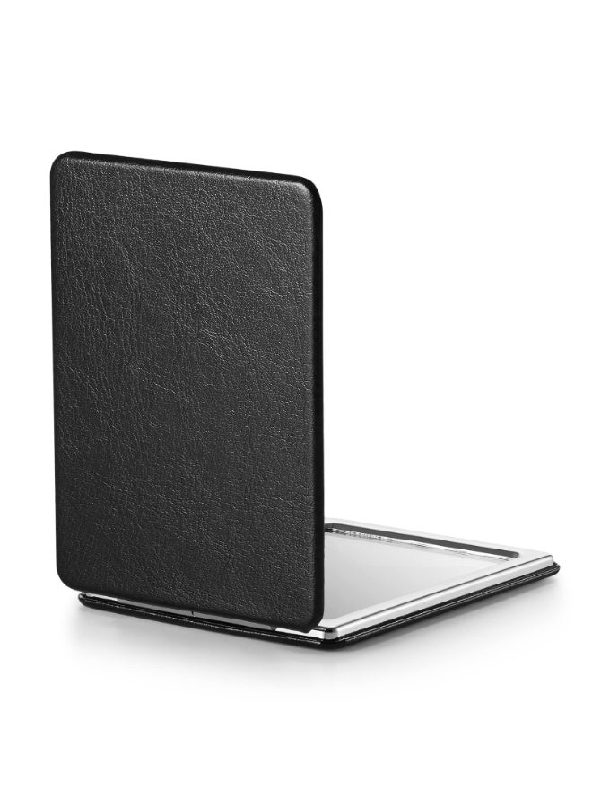 OMIRO Compact Mirror Classical PU Leather 1X3X Magnification Ultra Portable for Purses 24 W x 34 L Black - Image 2
