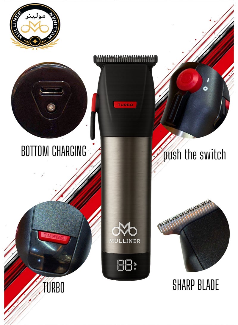 Mulliner S2 Turbo Hair Trimmer | Extra-Wide Blade, Digital Display, 600mAh Lithium Battery, Skin-Friendly High-Performance - Image 3