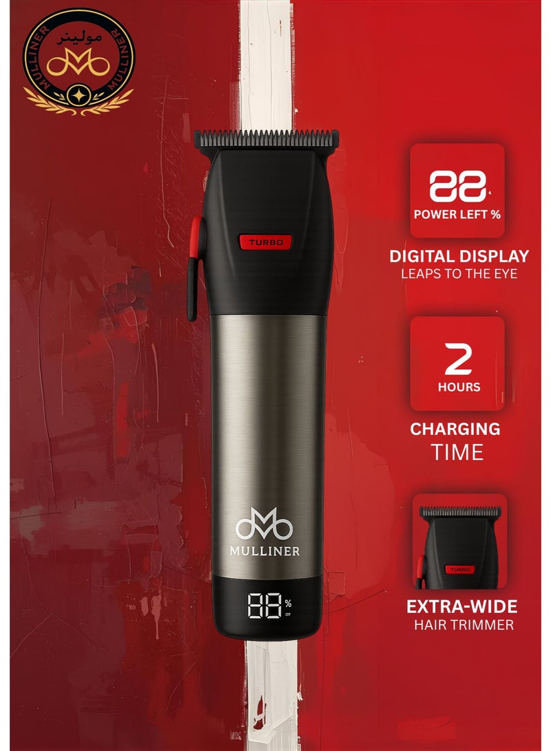 Mulliner S2 Turbo Hair Trimmer | Extra-Wide Blade, Digital Display, 600mAh Lithium Battery, Skin-Friendly High-Performance - Image 4