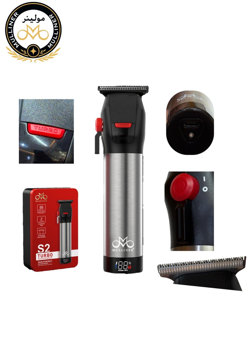Mulliner S2 Turbo Hair Trimmer | Extra-Wide Blade, Digital Display, 600mAh Lithium Battery, Skin-Friendly High-Performance - Image 2
