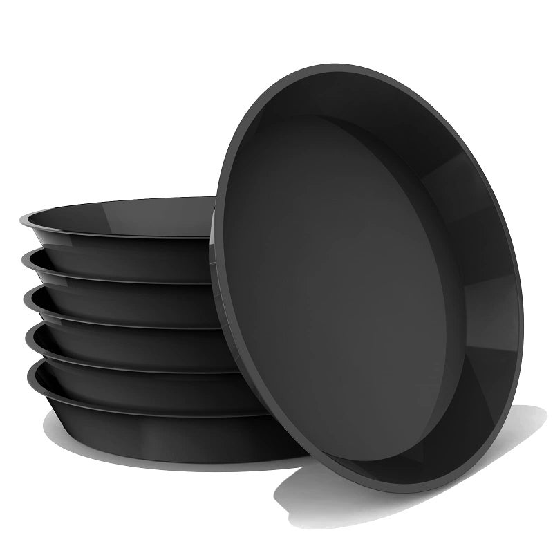 DUNPUTE 6 Pack Plant Saucer 4 6 8 10 12 14 16 18 20 22 Inch Plastic Plant Tray, Sturdy and Durable Flower Pot Container Accessories Plant Pot Saucers for Indoor and Outdoor (6 Inch, Black) - Image 1
