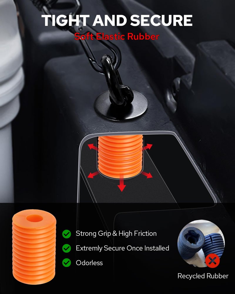 Benlari Tie Down Anchors 1 Inch ATV Flexible Loop Bed Lock and Ride Iron Ruber Fit for Polaris RZR Sportsman Ace 2013-2025 Orange - Image 4