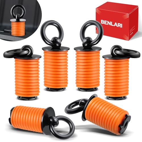 Benlari Tie Down Anchors 1 Inch ATV Flexible Loop Bed Lock and Ride Iron Ruber Fit for Polaris RZR Sportsman Ace 2013-2025 Orange - Image 1