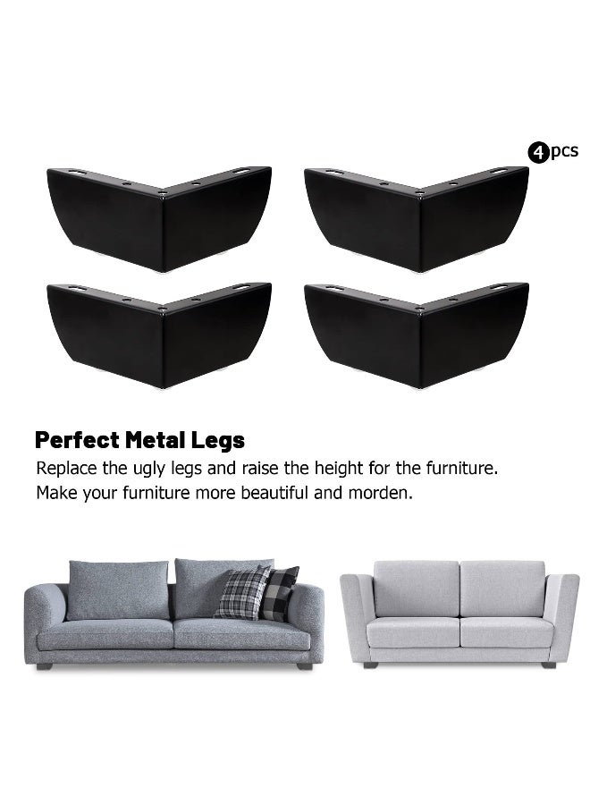 4Pcs 5.5cm Metal Sofa Legs Furniture Feet Wardrobe Leg, Modern Solid Sofa Feet Cabinet Feet Table Legs for DIY Replacement (Black) - Image 3