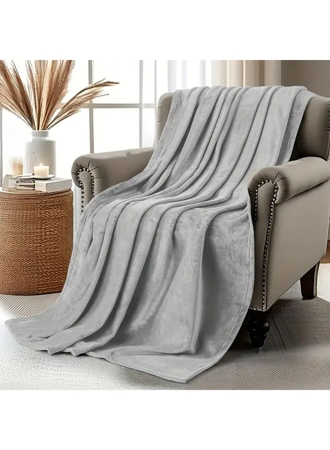 Light Grey Soft Fleece Throw Blanket 39x59 Inch No Shed All Season Cozy Plush - Image 4