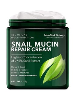 NEW YORK BIOLOGY THE ULTIMATE COSMECEUTICALS New York Biology 97.5% Korean Snail Mucin Moisturizer - Face Cream 4 Fl Oz - 100 g - Face Moisturizer for Dry Skin - Skin Care Moisturizing and Hydrating Facial Moisturizer  - Image 1