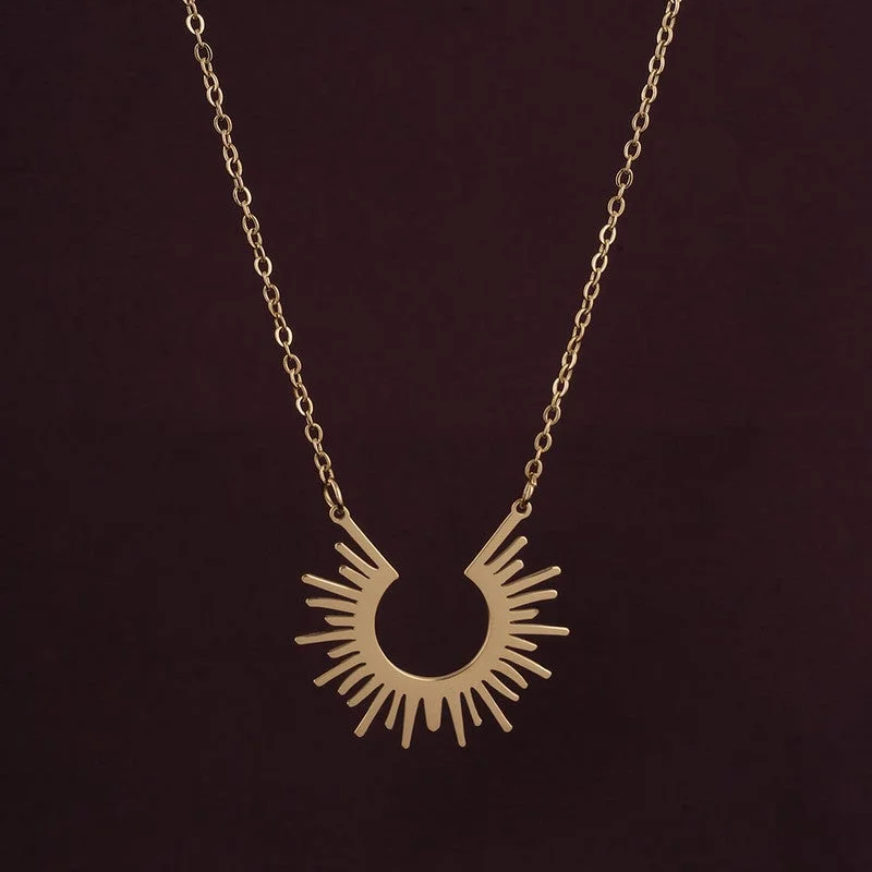 Palmonas PALMONAS 18k Gold Tone Plated Sun Rays Necklace
 for Women