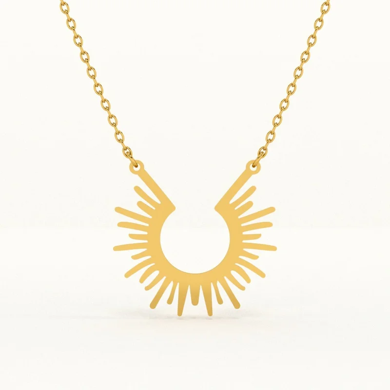 Palmonas PALMONAS 18k Gold Tone Plated Sun Rays Necklace
 for Women