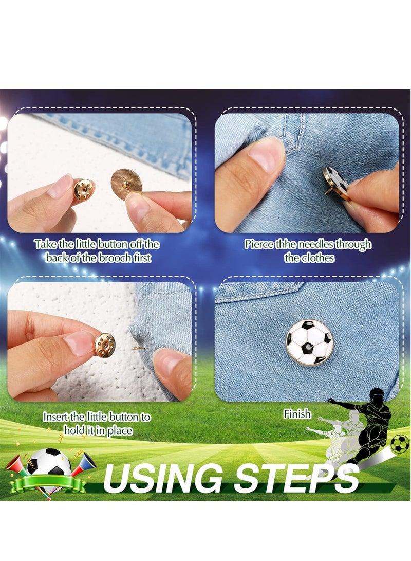 KASTWAVE Soccer Lapel Pin, 18 Pcs Soccer Brooch, Soccer Ball Cartoon Round Metal Pins, Football Hat Shirt Pin Tie Tack Pinback, Men Women Brooches Sports Accessories Charm Decoration - Image 3