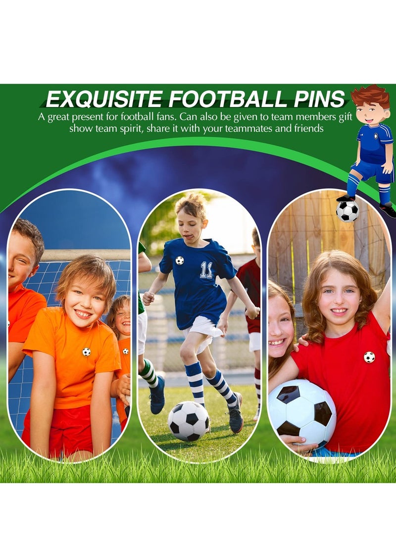 KASTWAVE Soccer Lapel Pin, 18 Pcs Soccer Brooch, Soccer Ball Cartoon Round Metal Pins, Football Hat Shirt Pin Tie Tack Pinback, Men Women Brooches Sports Accessories Charm Decoration - Image 4