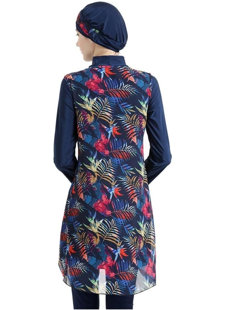 NADANBAO Muslim Swim Suit Middle East Swimwear Print Sun Protection Four Piece Detachable - Image 2