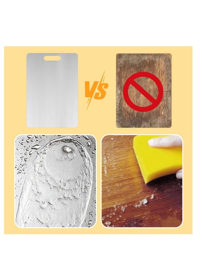 WALALLA 1 pcs Stainless steel Cutting Board, Stainless steel Cutting Boards for Kitchen, New Double Sided Food-Grade Board, Thick Cutting Board for Home Kitchen Cooking - Image 4