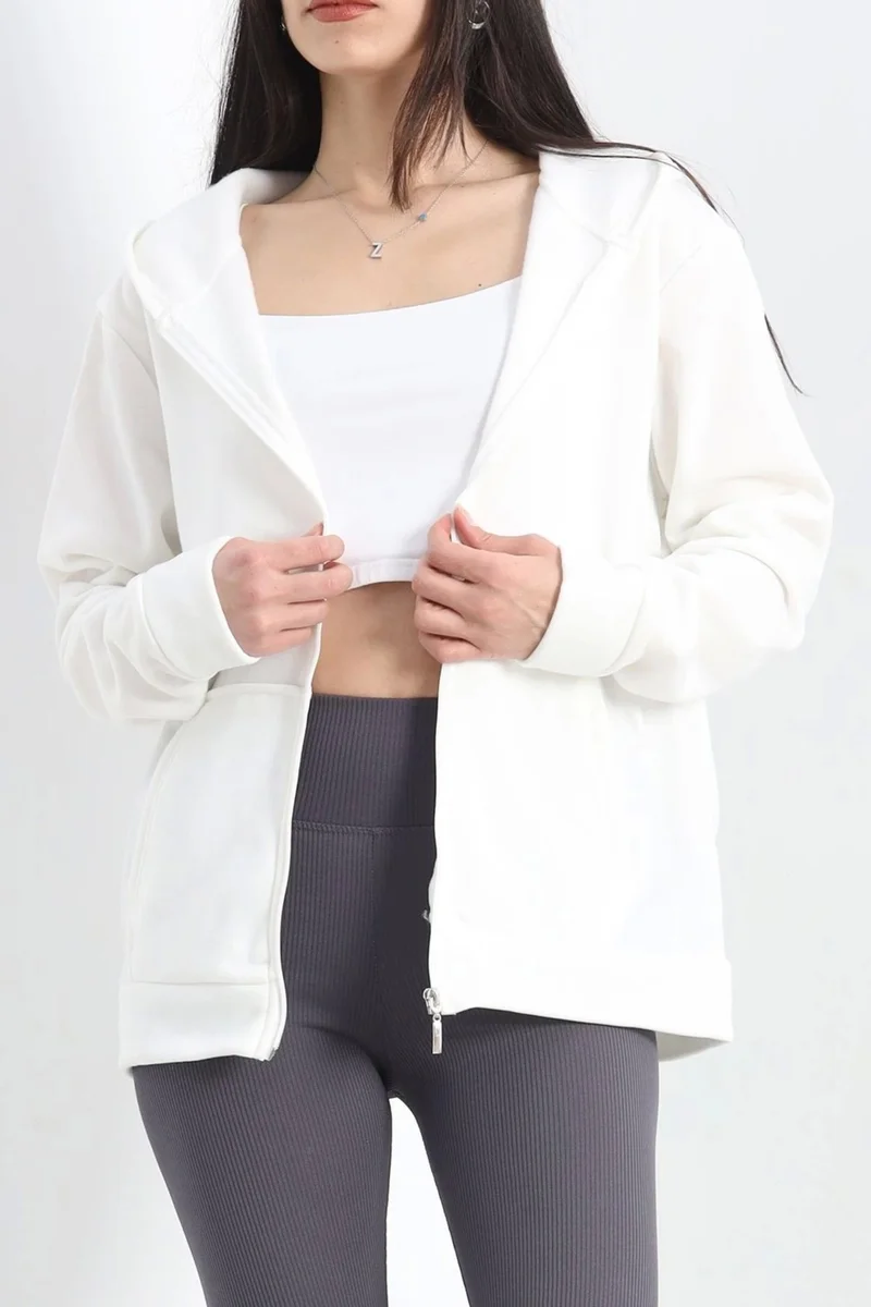 Kazax Kazakh Hooded Furry Sweat Ecru - 19355.1348.