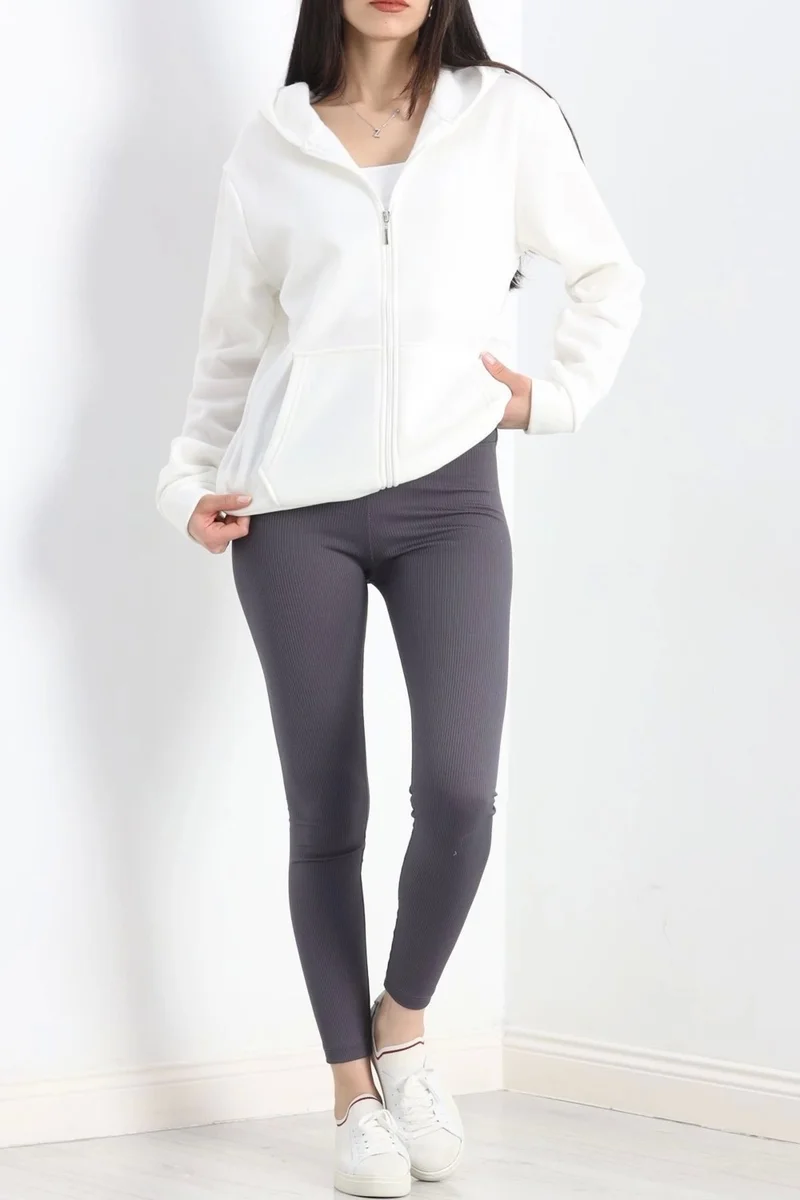 Kazax Kazakh Hooded Furry Sweat Ecru - 19355.1348.