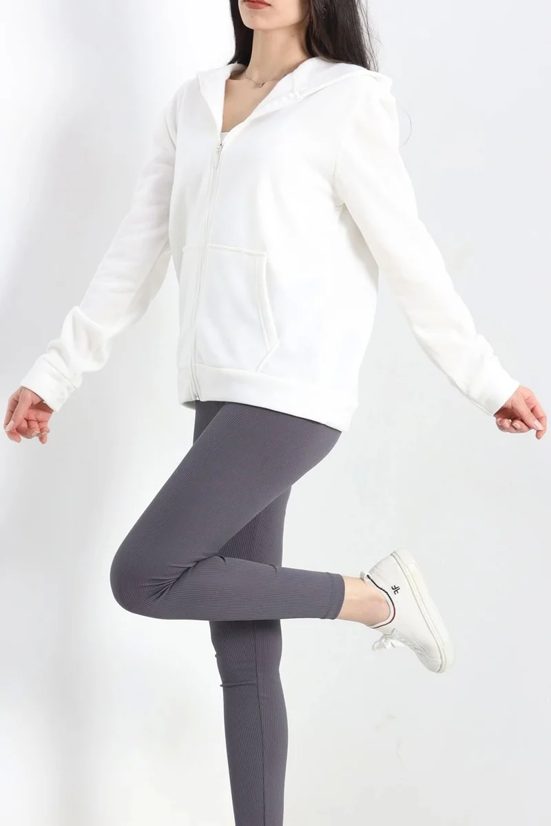 Kazax Kazakh Hooded Furry Sweat Ecru - 19355.1348.