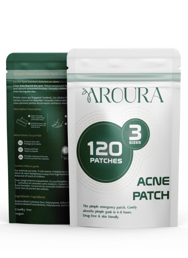 Aroura Aroura Premium Pimple Acne Patches Invisible (120 Pack) - For Day and Night - Hydrocolloid Acne Dots for Clear Skin - Advanced Zit Patches and Acne Stickers  - Image 1
