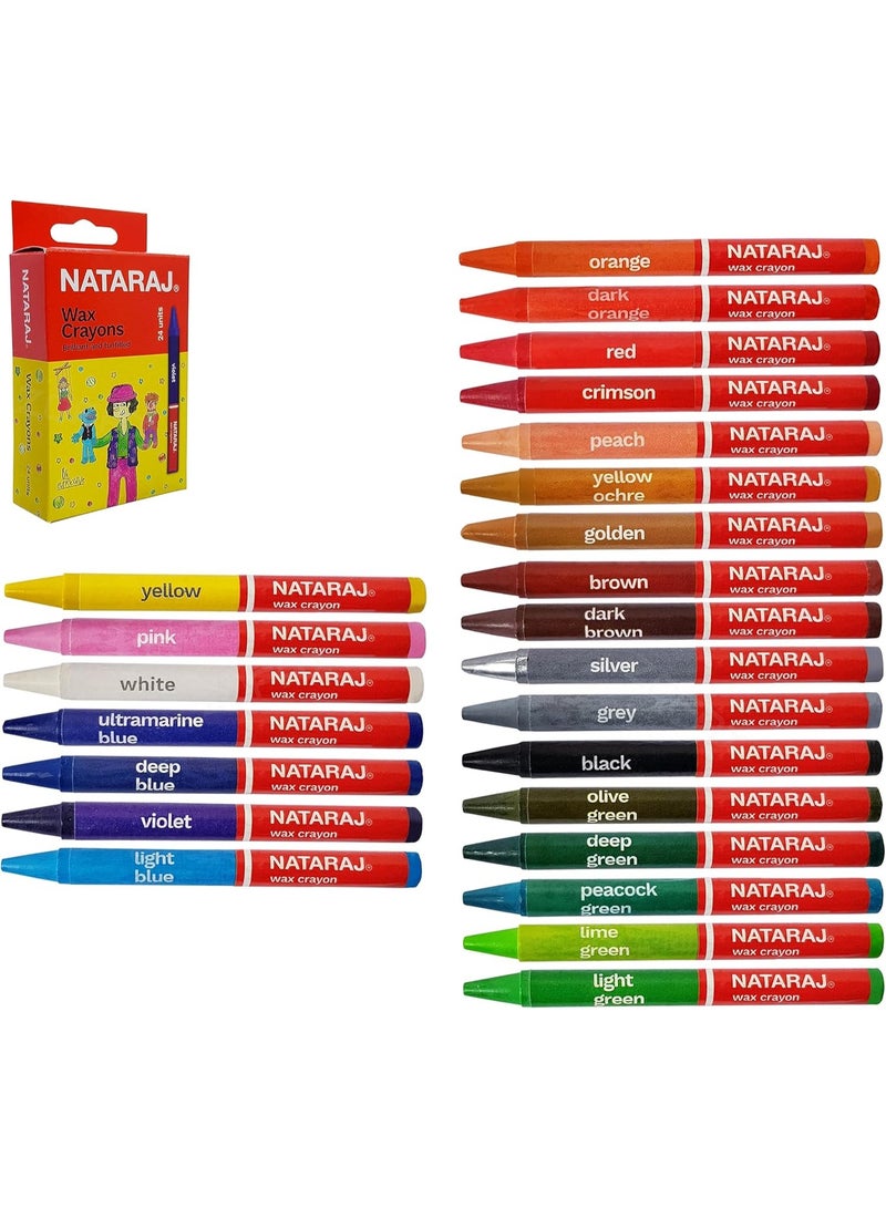 ناتاراج أقلام تلوين شمعية من ناتاراج، 24 لونًا، 90 مم - Image 1