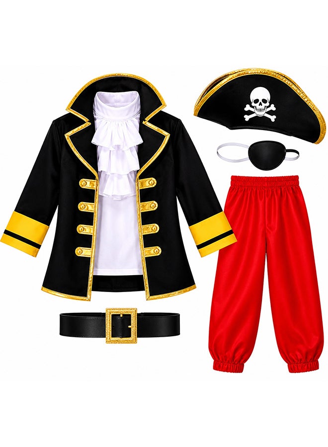 Toy Land Kids Pirate Captain Costume Set – Pirate Fancy Dress Outfit with Hat, Eye Patch and Belt for Boys of age 8 to 9 years - Image 1