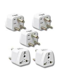 HiPLASST USA to India Converter Plug Charger with Universal Socket 3pin Adapter for Indian Socket to use All International PlugsPack of 5