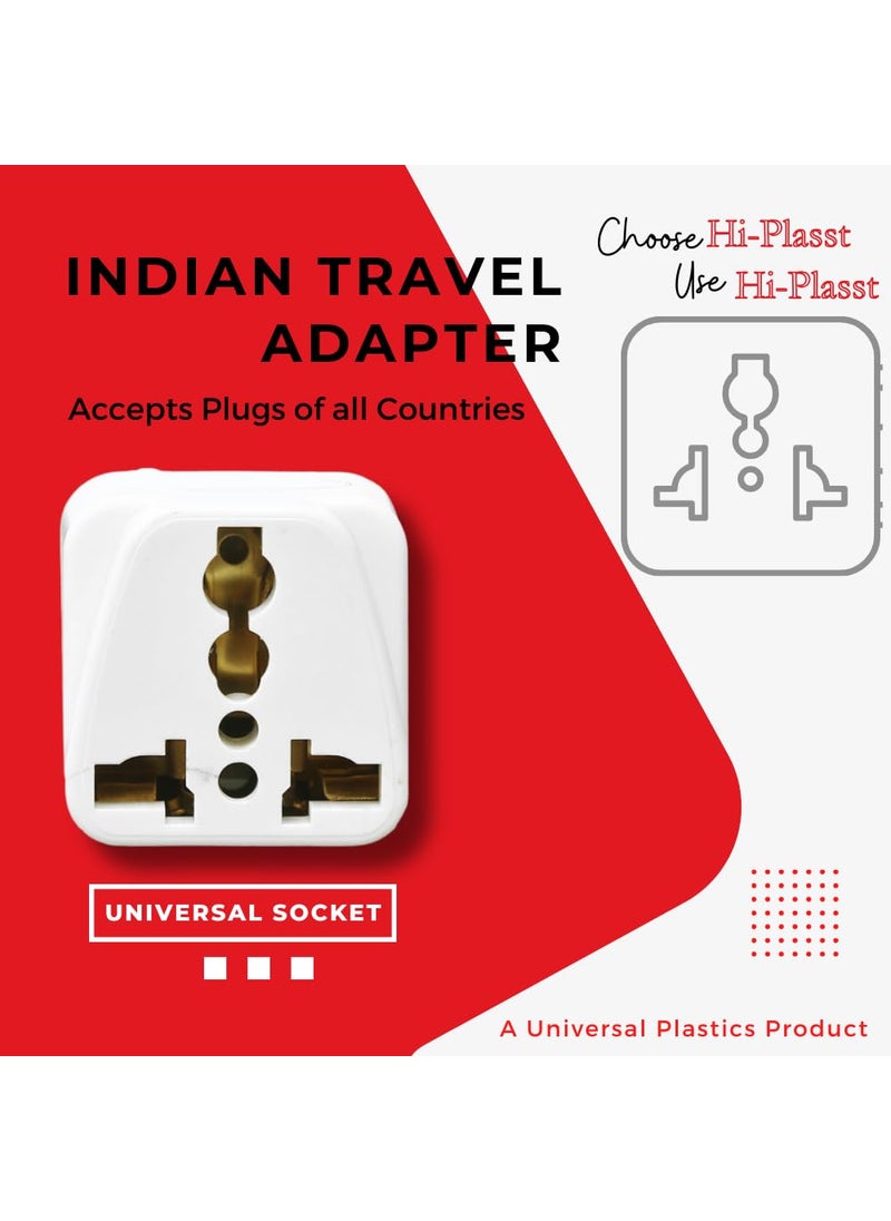 HI PLASST PINS N PLUGS HiPLASST USA to India Converter Plug Charger with Universal Socket 3pin Adapter for Indian Socket to use All International PlugsPack of 5  - Image 3