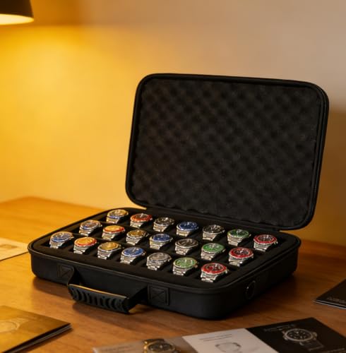 LASUK 21 slots watch storage box, portable hard watch travel box, watch storage display storage box, padded watch portable box for watches - Image 2