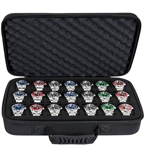 LASUK 21 slots watch storage box, portable hard watch travel box, watch storage display storage box, padded watch portable box for watches - Image 4
