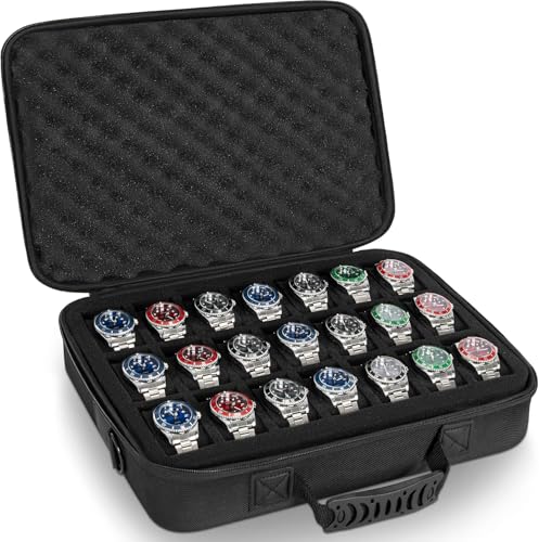 LASUK 21 slots watch storage box, portable hard watch travel box, watch storage display storage box, padded watch portable box for watches - Image 5