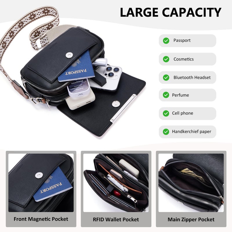 Roulens Crossbody Bags for Women Small Crossbody Wallet Purses with Card Slots Leather Shoulder Handbags Travel/Daily Use - Image 4