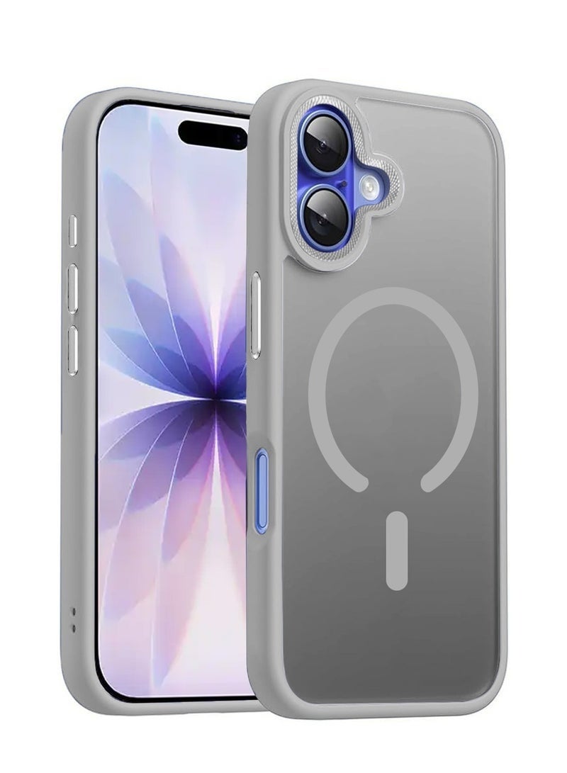 جاجيك iPhone 17 5G 2025 Hard Silicone Hybrid Case | Slim Stylish Translucent Magnetic MagSafe Compatible Shockproof Protective Cover (MCMPMN) – Grey - Image 1